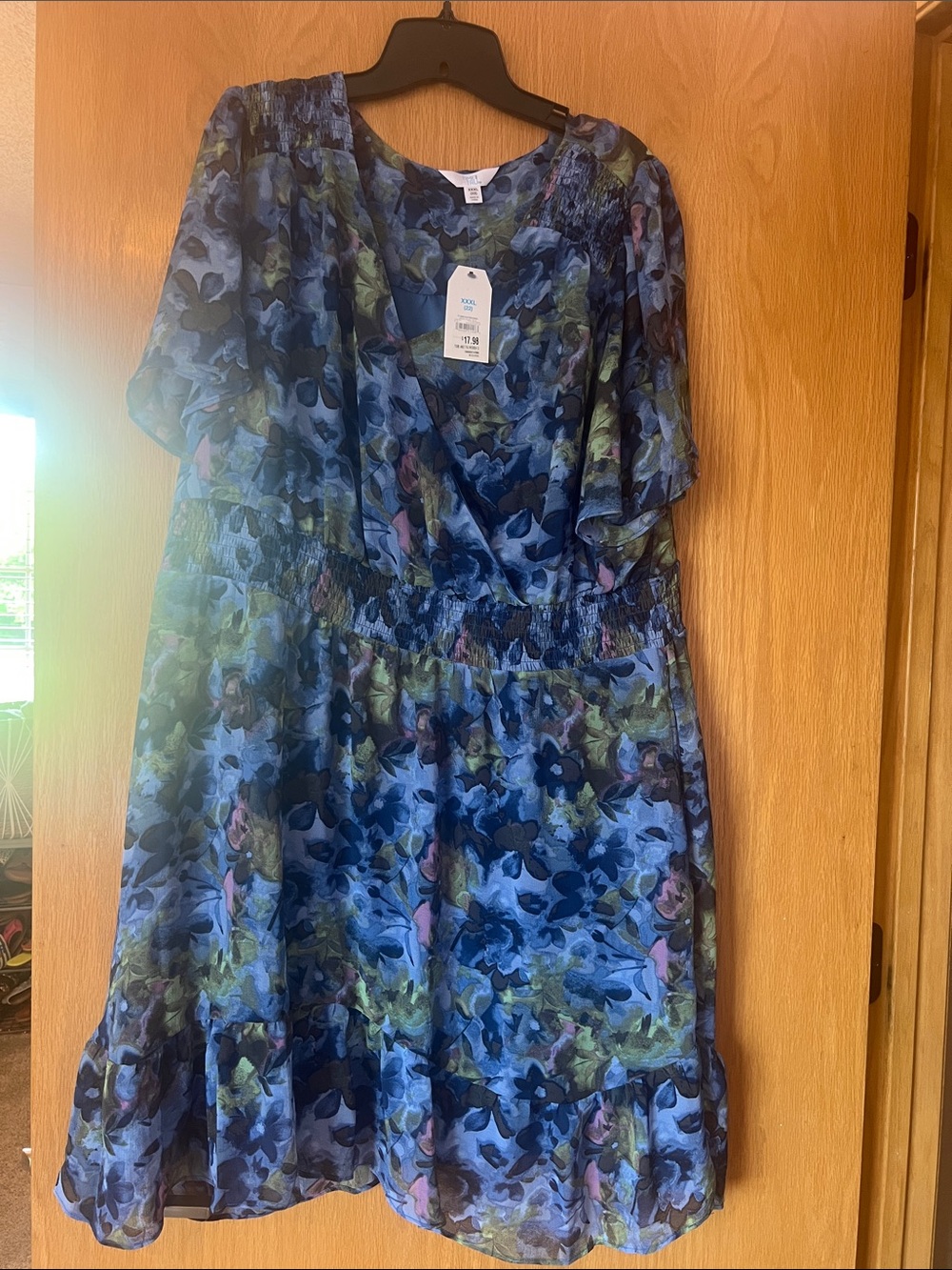 Blue Floral Chiffon Dress